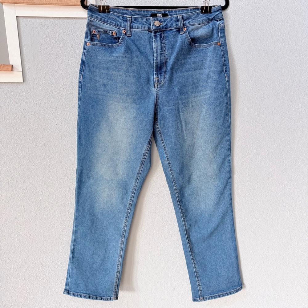 FRYE High Rise Crop Straight Leg Jeans Blue Amari Wash Size 8/29 Stretch